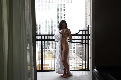22P Naked Women Drinking Coffee 