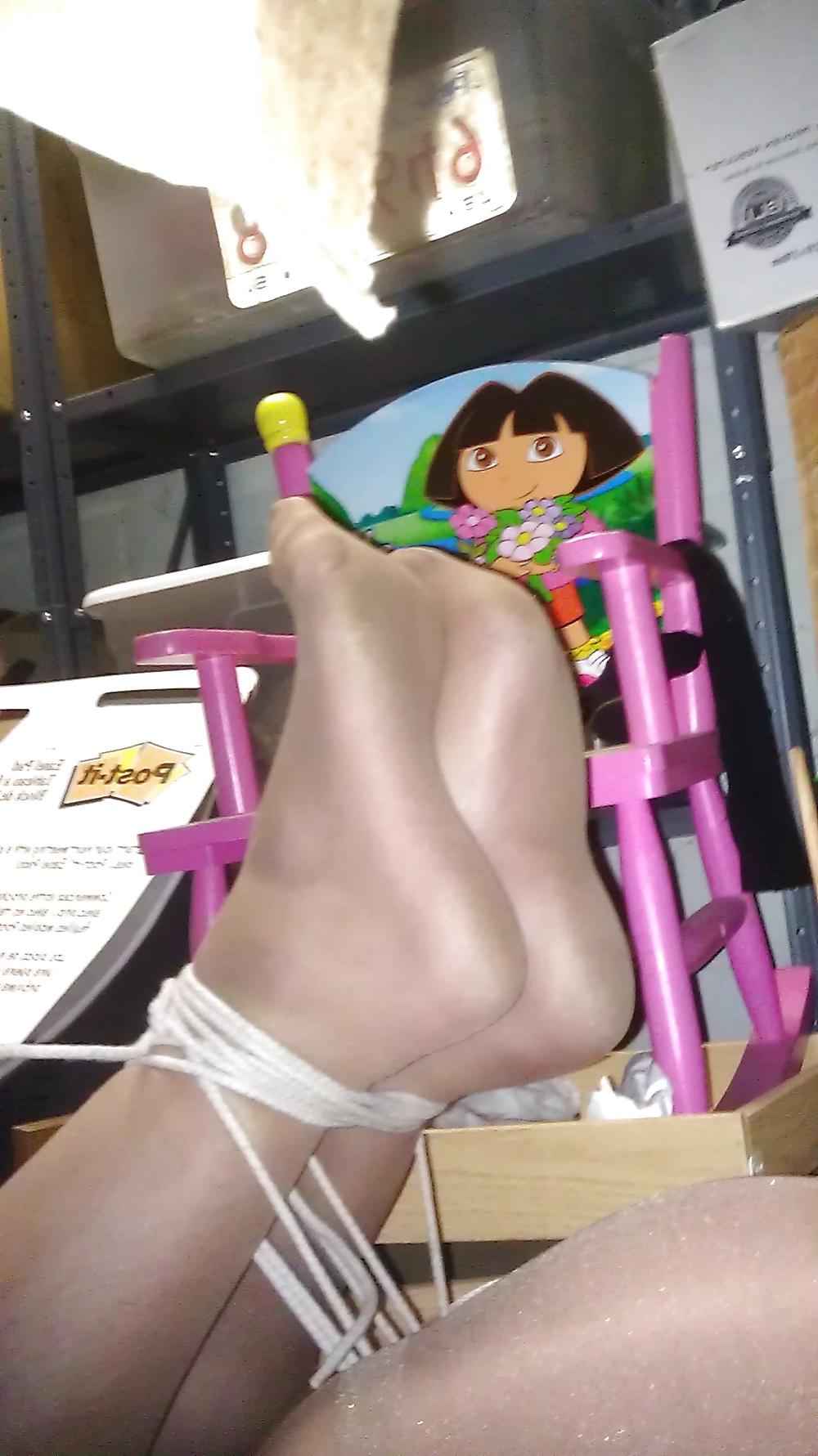 13P Bound feet in pantyhose