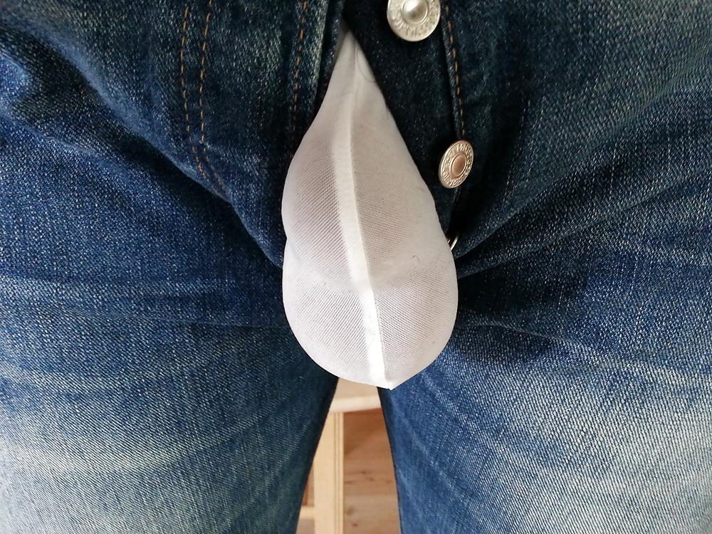 7P Cock and balls in jeans