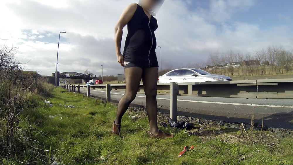 10P Tranny Slut Exhibitionist Flashes Motorway