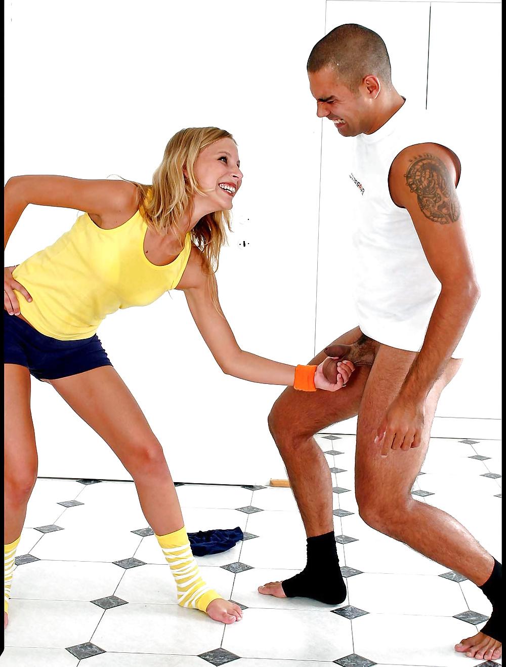 25P Femdoms playing with man's balls