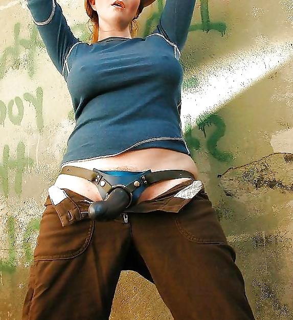 25P Strapon sluts in jeans that make bi Strap on wife cum