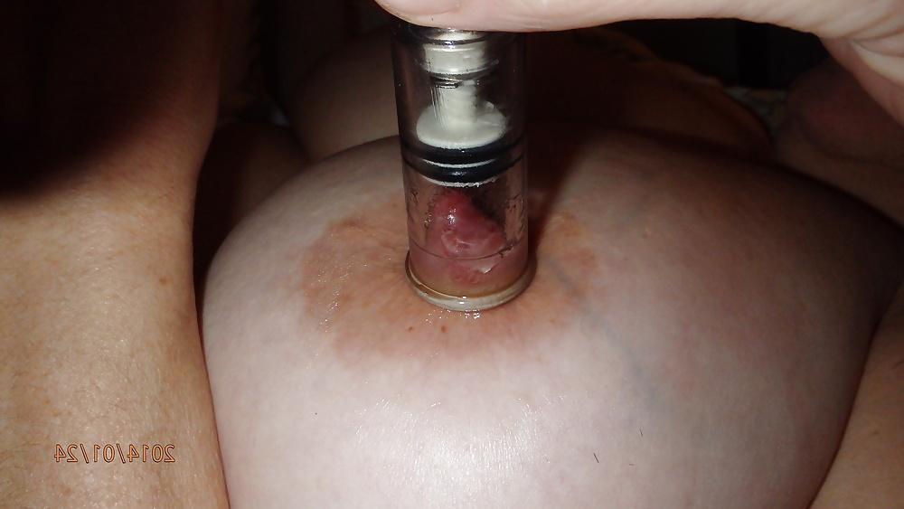 12P Wife  pumped nipples, handless cum in chastity