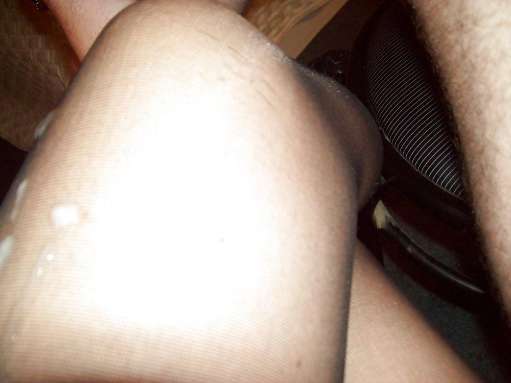 23P My legs in pantyhose with a big load of cum  from my hubby 