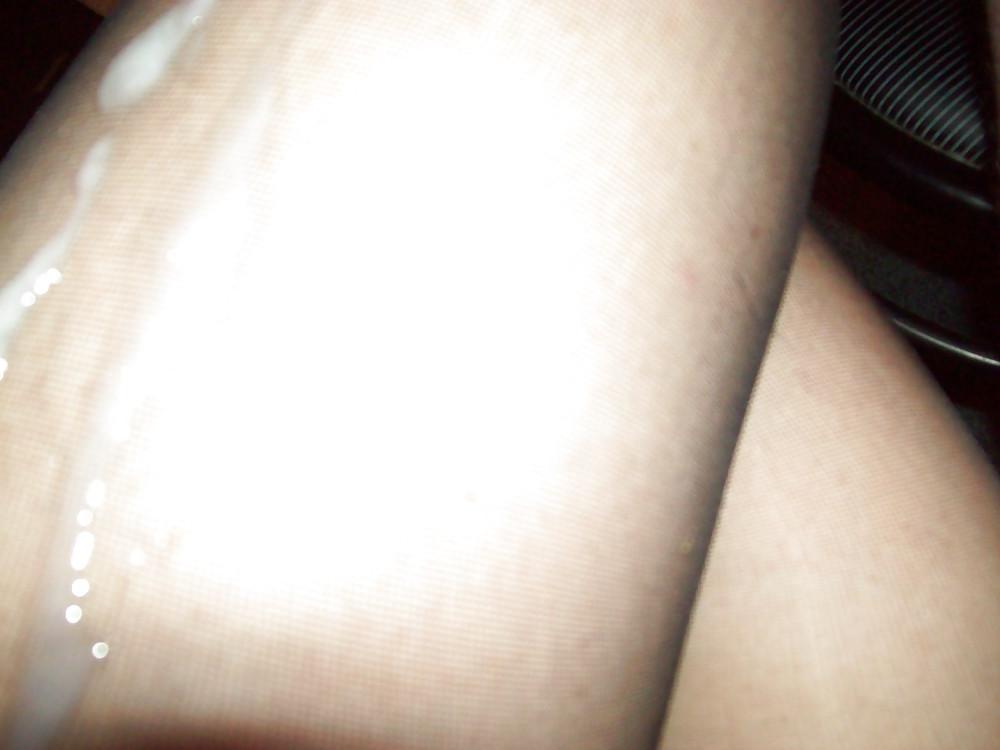 23P My legs in pantyhose with a big load of cum  from my hubby 