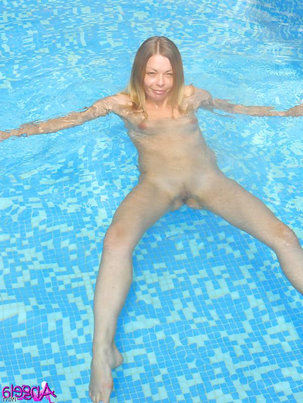 16P Blonde swimming naked