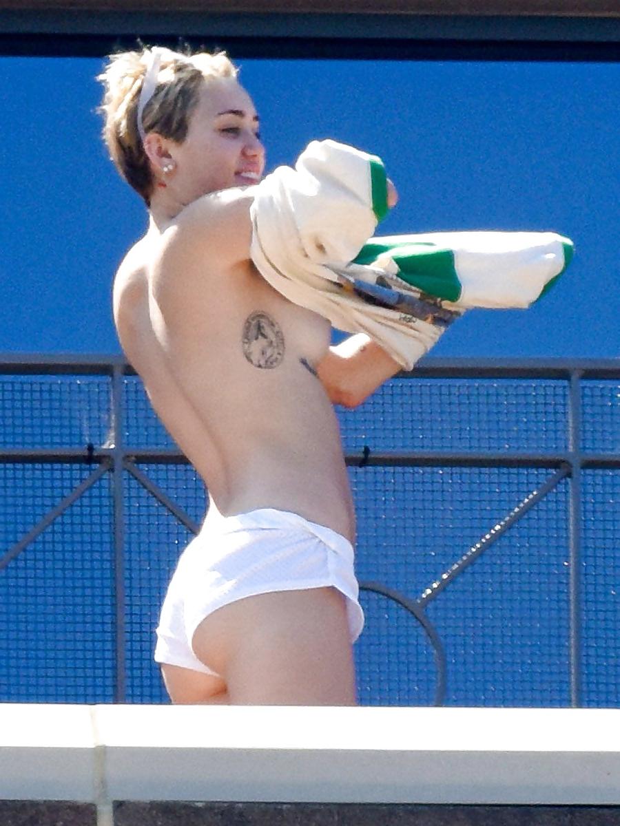 16P Miley Cyrus - topless sunbathing in Sydney, October 2014