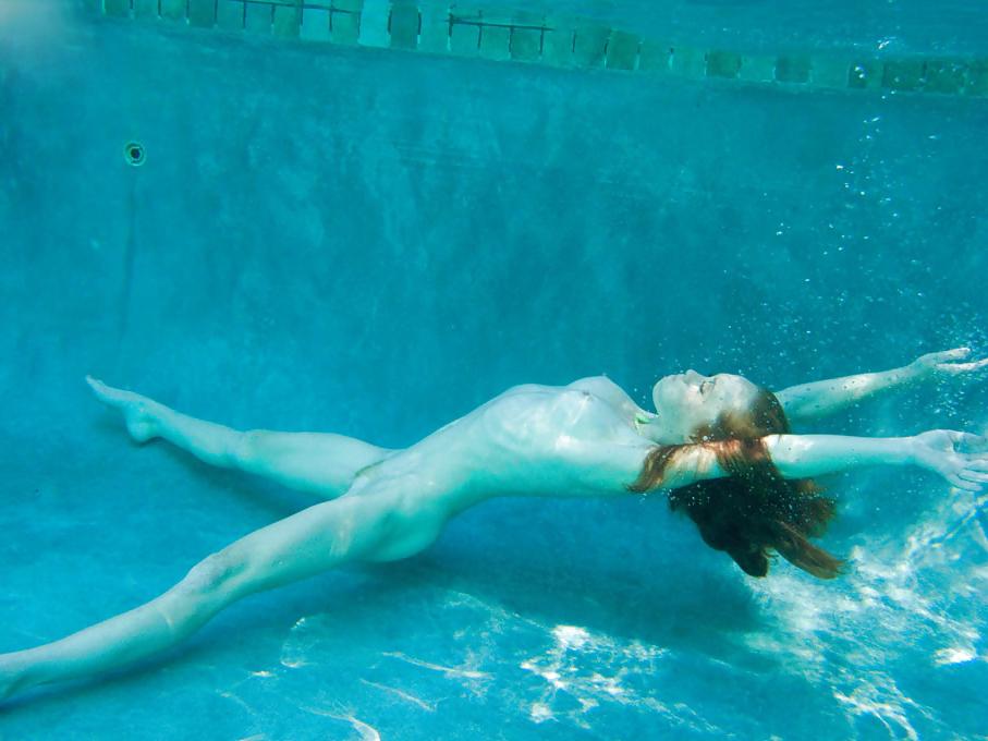 15P Heather Carolin dives in swimming pool 