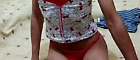 15P Me in red crossdressing