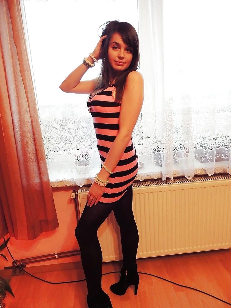 22P Cute polish girl with sexy legs in pantyhose