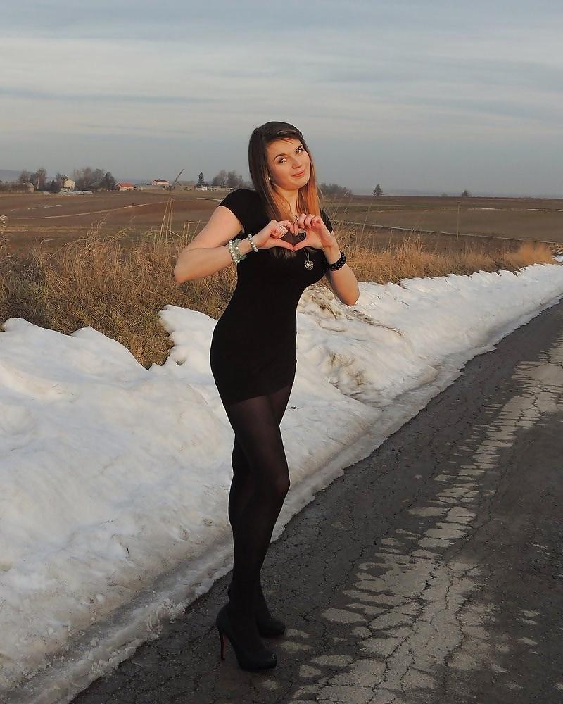 22P Cute polish girl with sexy legs in pantyhose