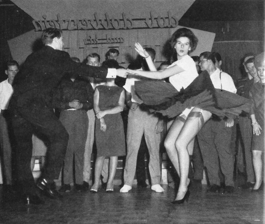 6P Vintage lady in white panties-Let's dance!