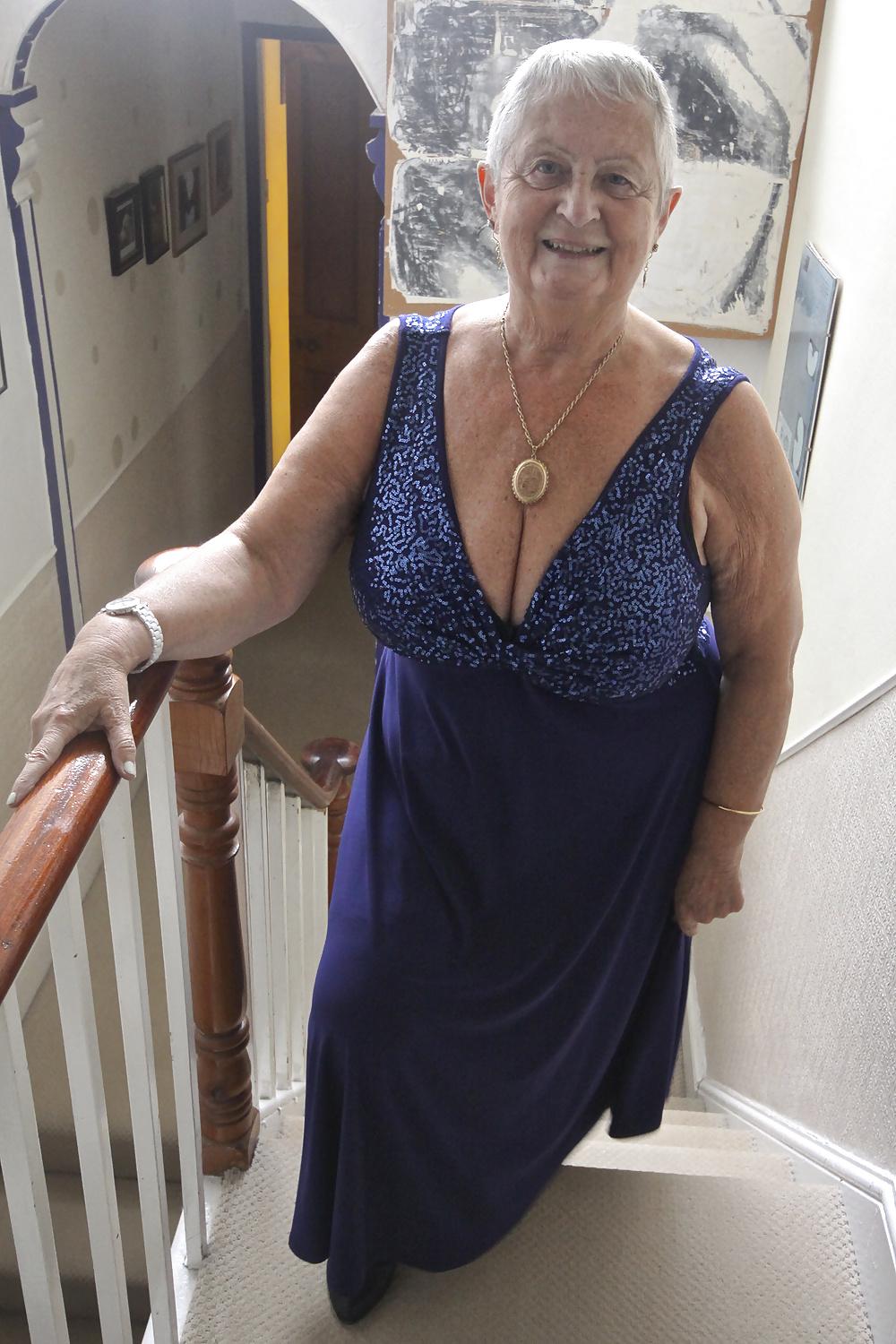 25P Granny Frocks posing on  the stairs