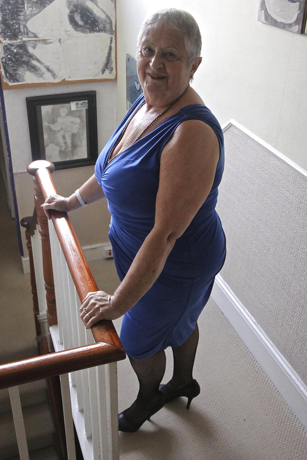25P Granny Frocks posing on  the stairs