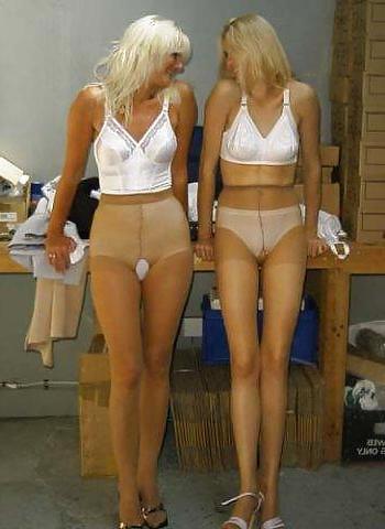 25P Mature babes in pantyhose warehouse strip.