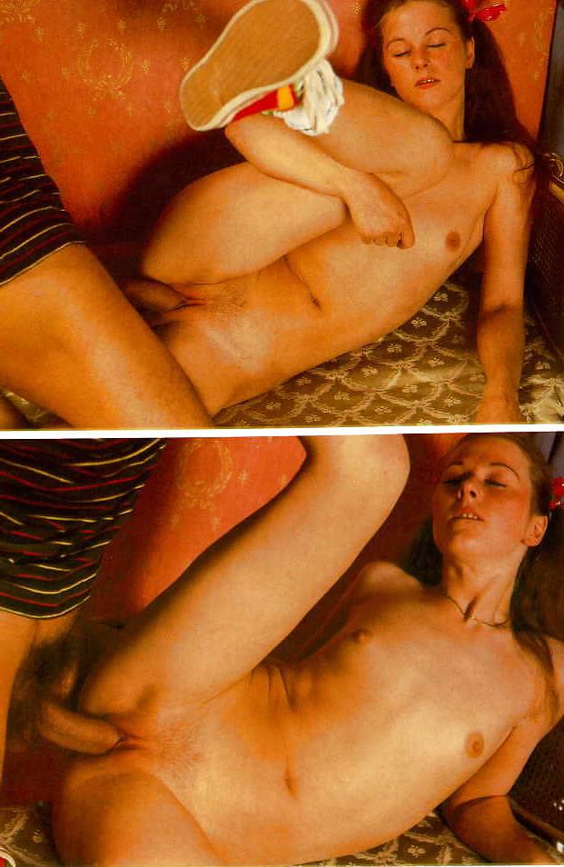 7P Vintage brunette getting porked