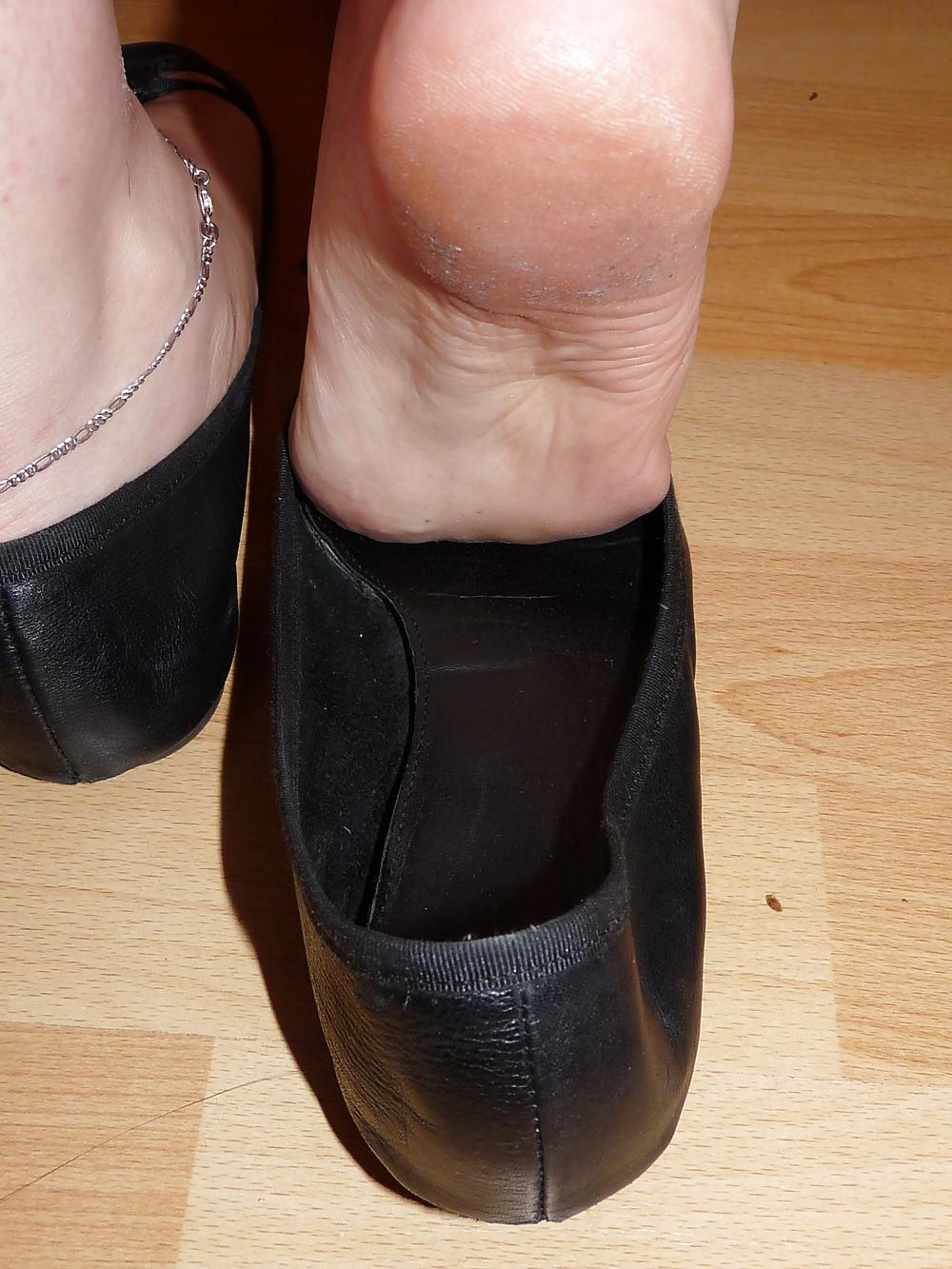 25P Wifes sexy black leather ballerina ballet flats shoes 