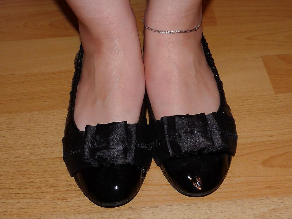 25P Wifes sexy black leather ballerina ballet flats shoes 