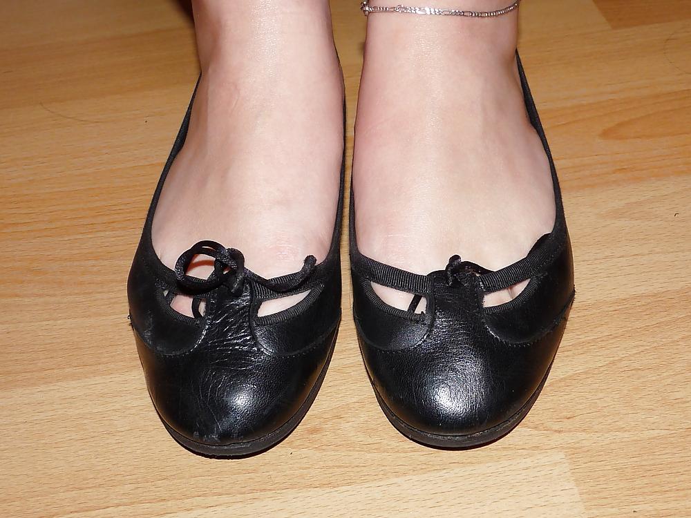 25P Wifes sexy black leather ballerina ballet flats shoes 