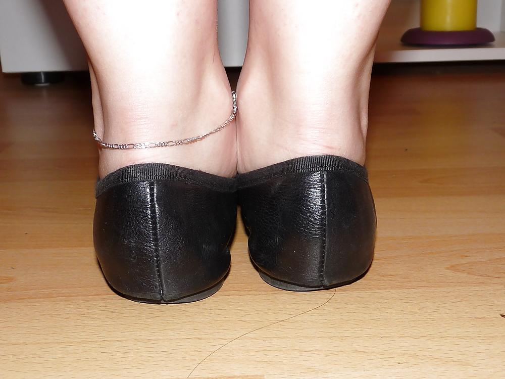 25P Wifes sexy black leather ballerina ballet flats shoes 