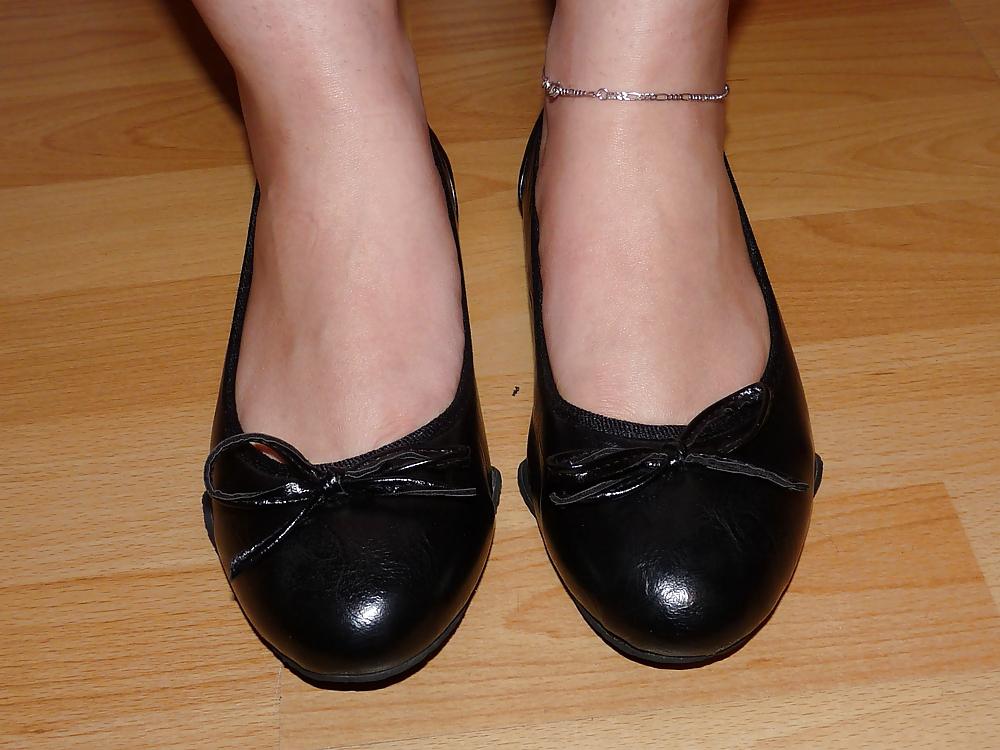 25P Wifes sexy black leather ballerina ballet flats shoes 