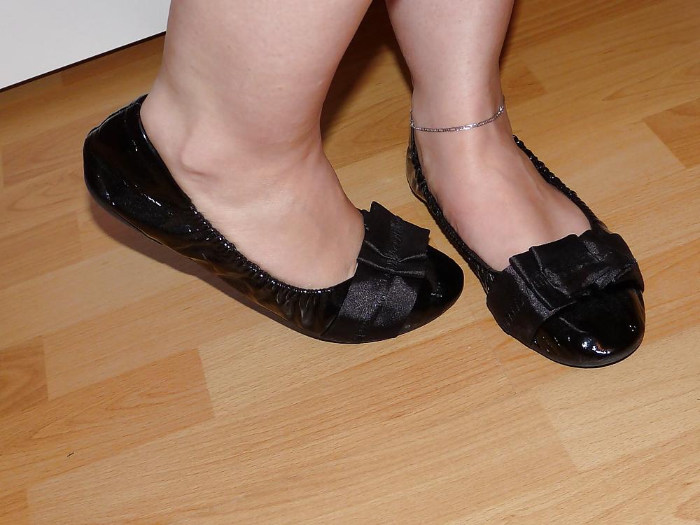 25P Wifes sexy black leather ballerina ballet flats shoes 