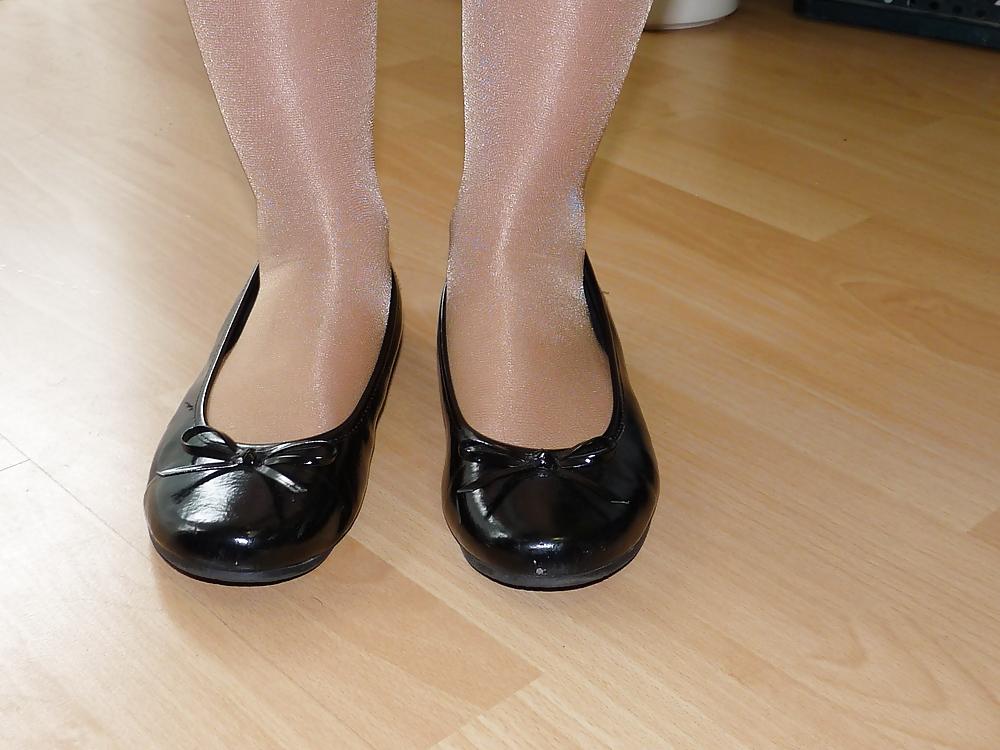 25P Wifes sexy black leather ballerina ballet flats shoes 