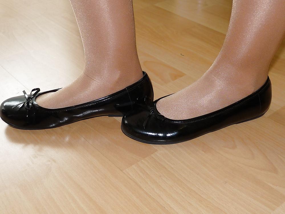 25P Wifes sexy black leather ballerina ballet flats shoes 