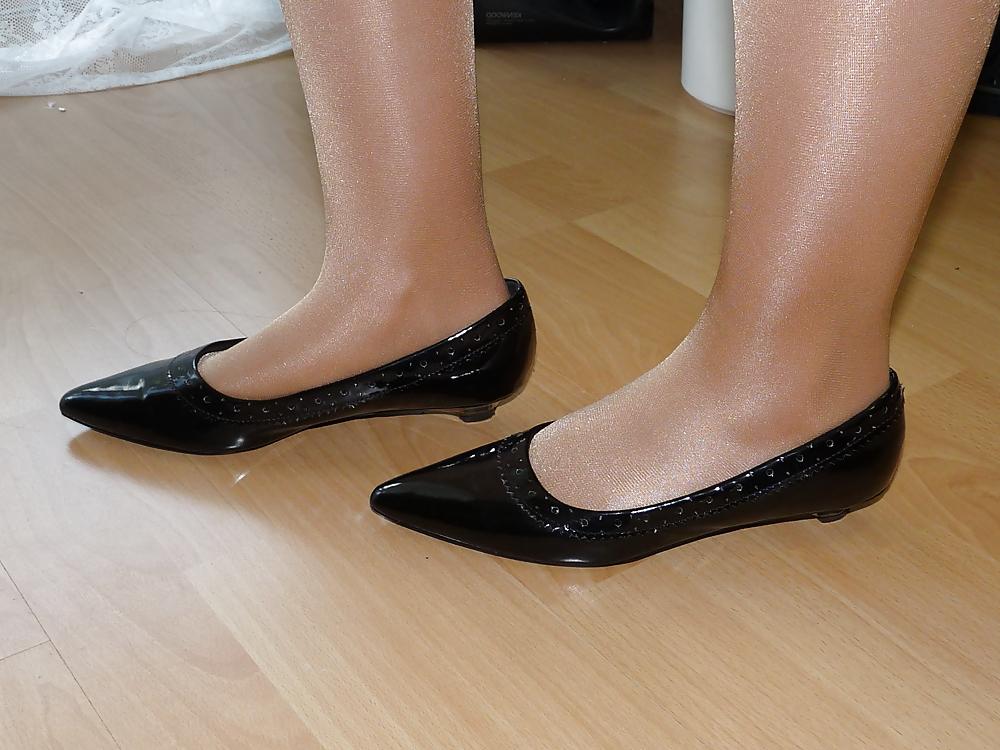 25P Wifes sexy black leather ballerina ballet flats shoes 
