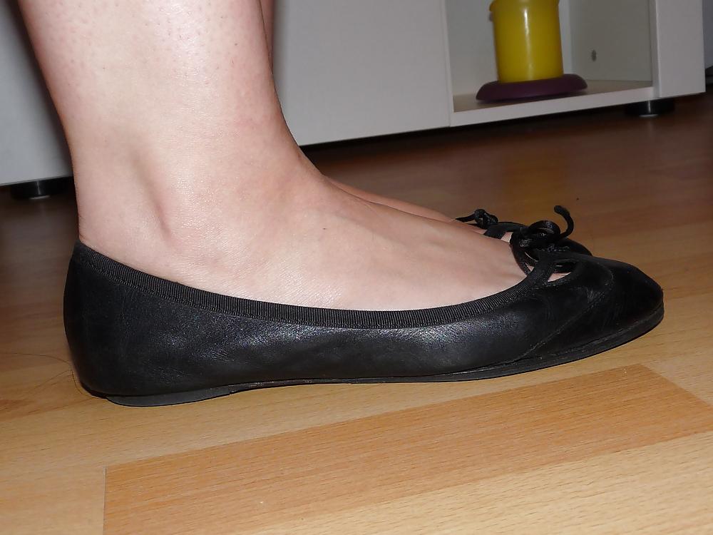 25P Wifes sexy black leather ballerina ballet flats shoes 