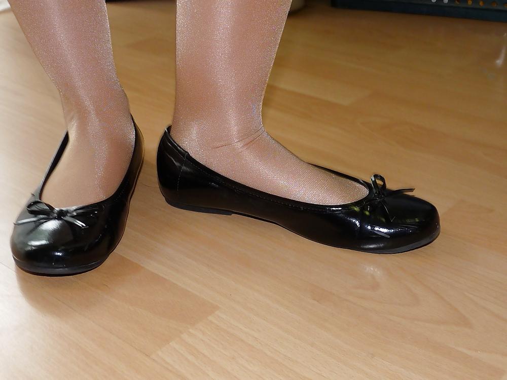 25P Wifes sexy black leather ballerina ballet flats shoes 