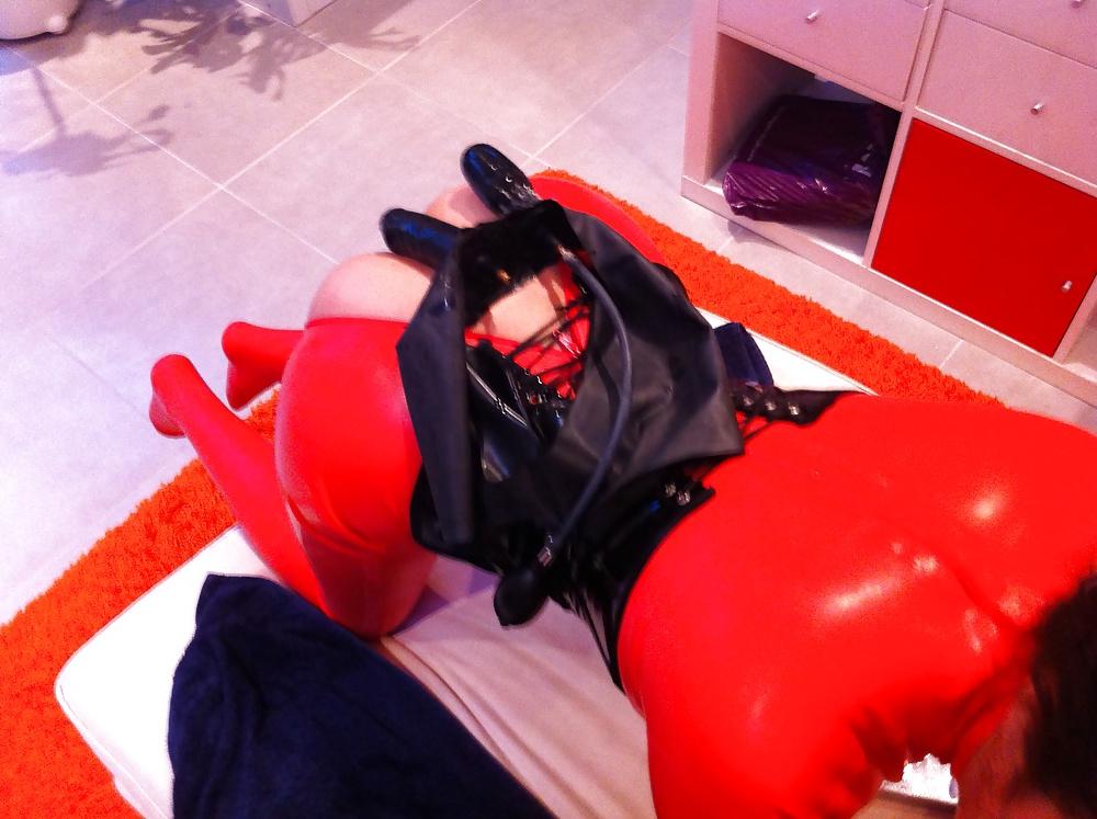 12P TOPBICHE double inflatable dildo latex pant