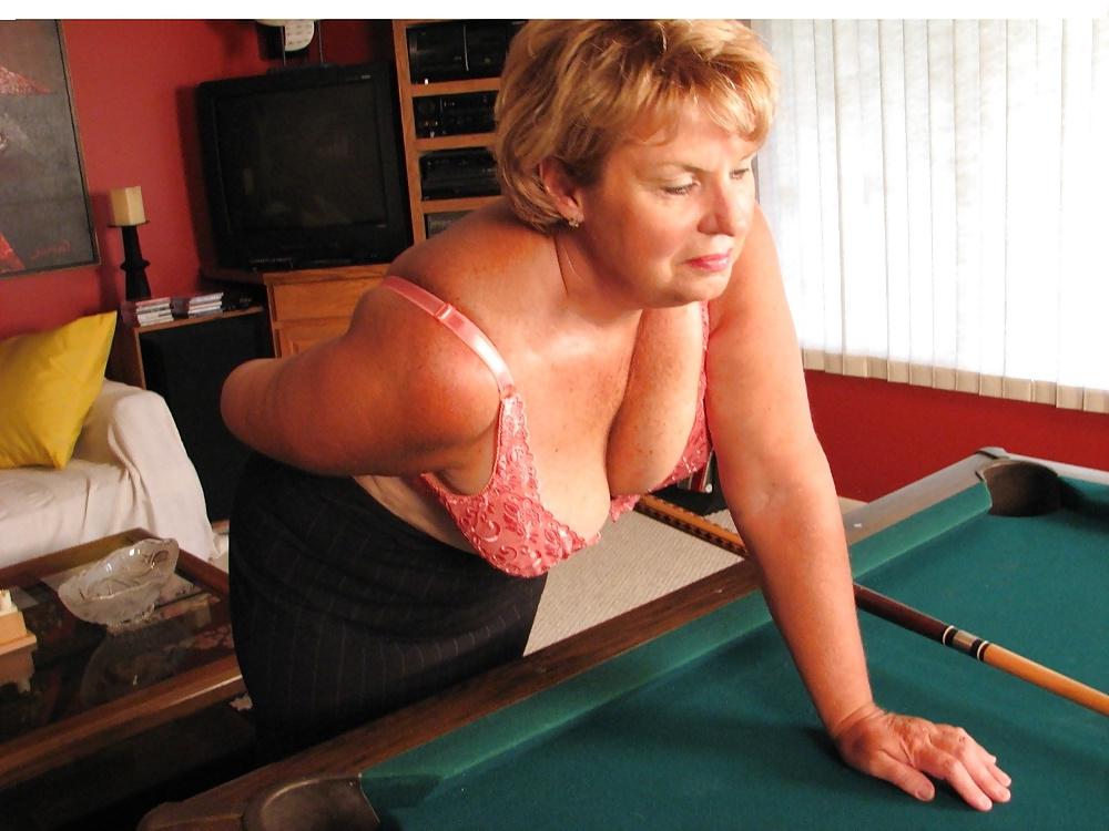 9P Deb playing  pool