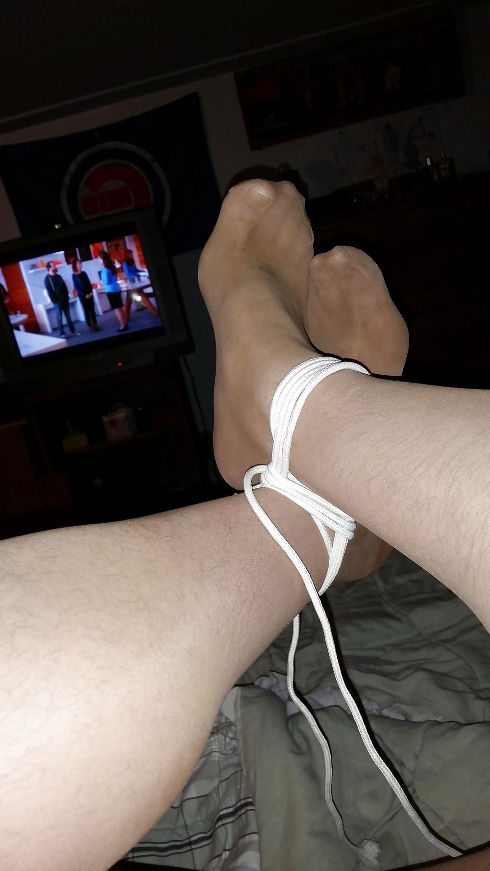 11P Balls, Tiny Cock, Strung Up-Bound in Pantyhose