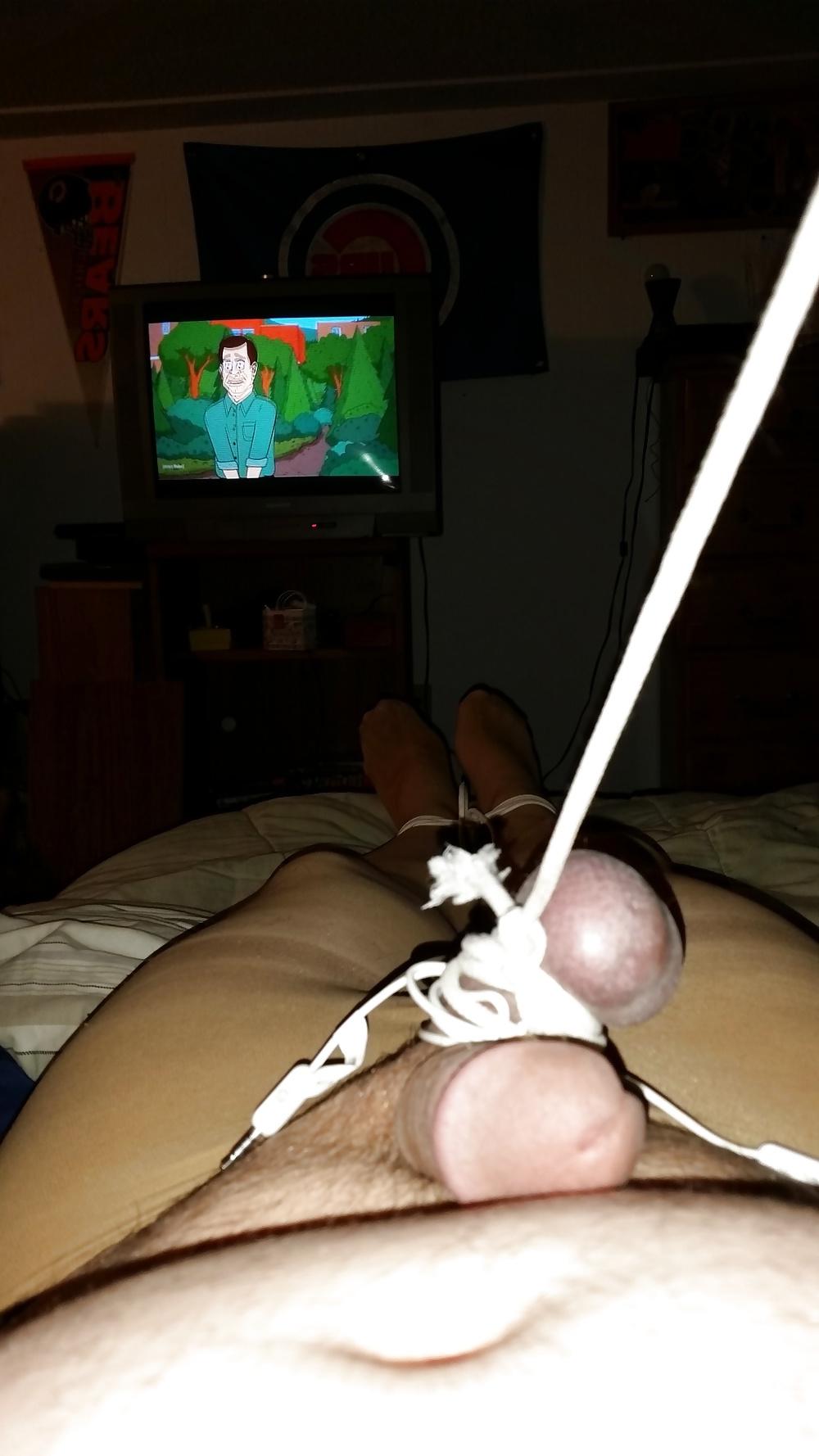 11P Balls, Tiny Cock, Strung Up-Bound in Pantyhose