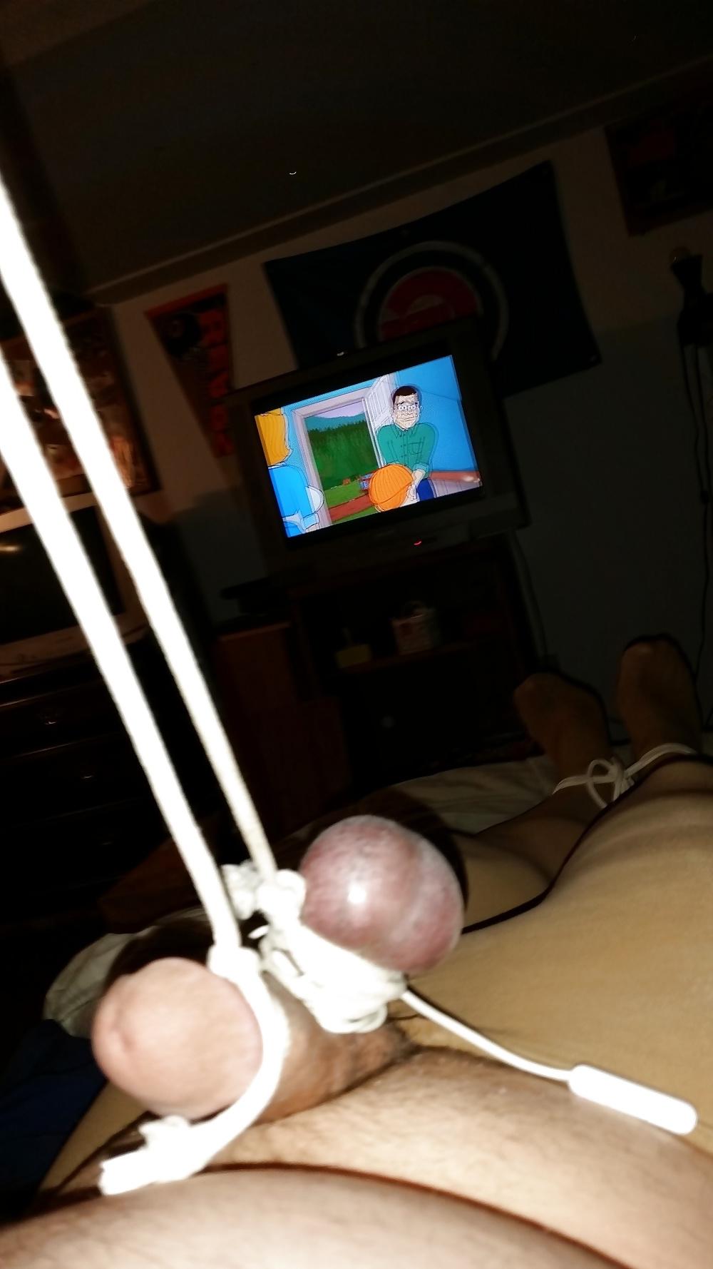 11P Balls, Tiny Cock, Strung Up-Bound in Pantyhose