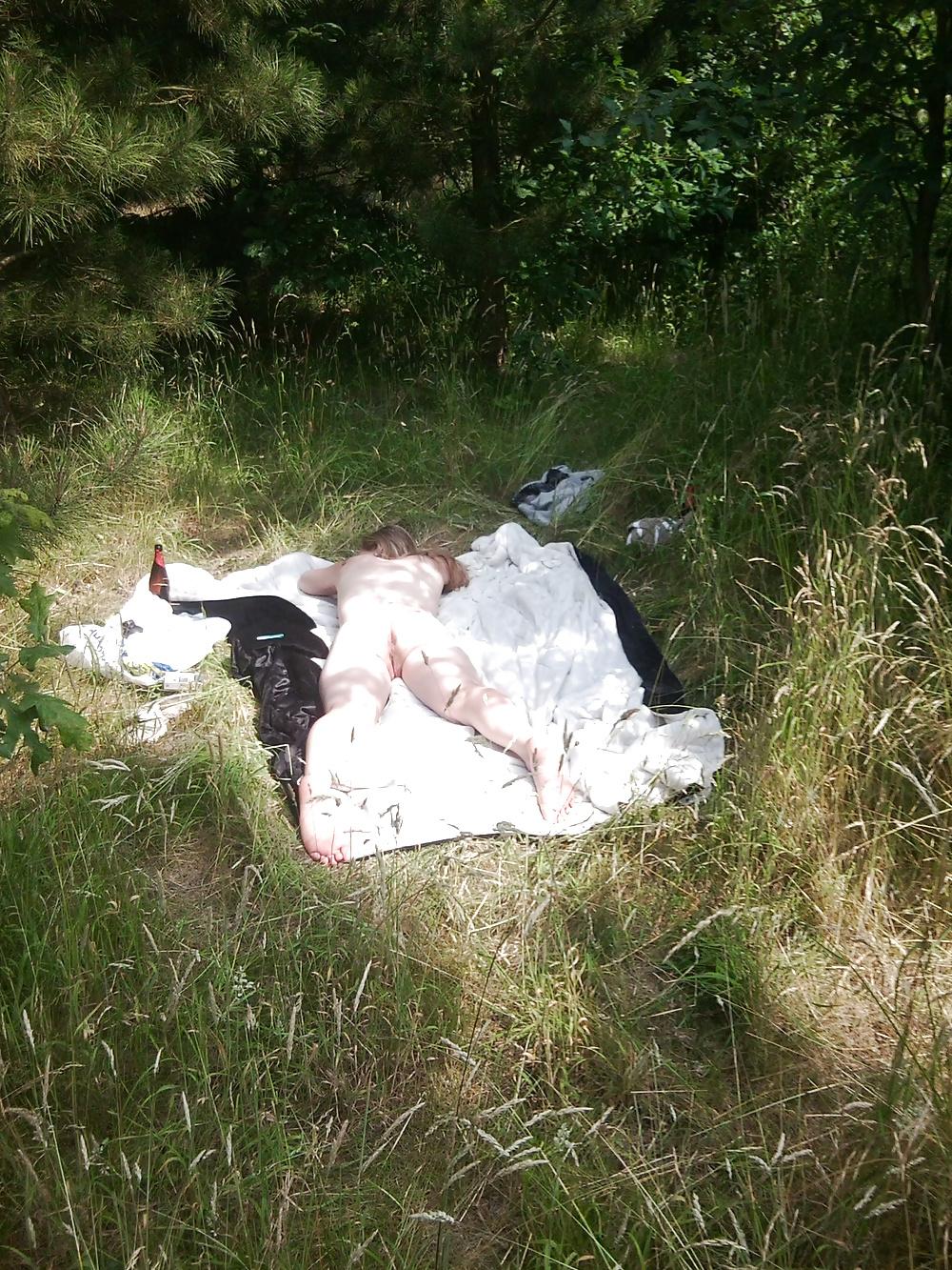 10P Nude sunbathing in the woods