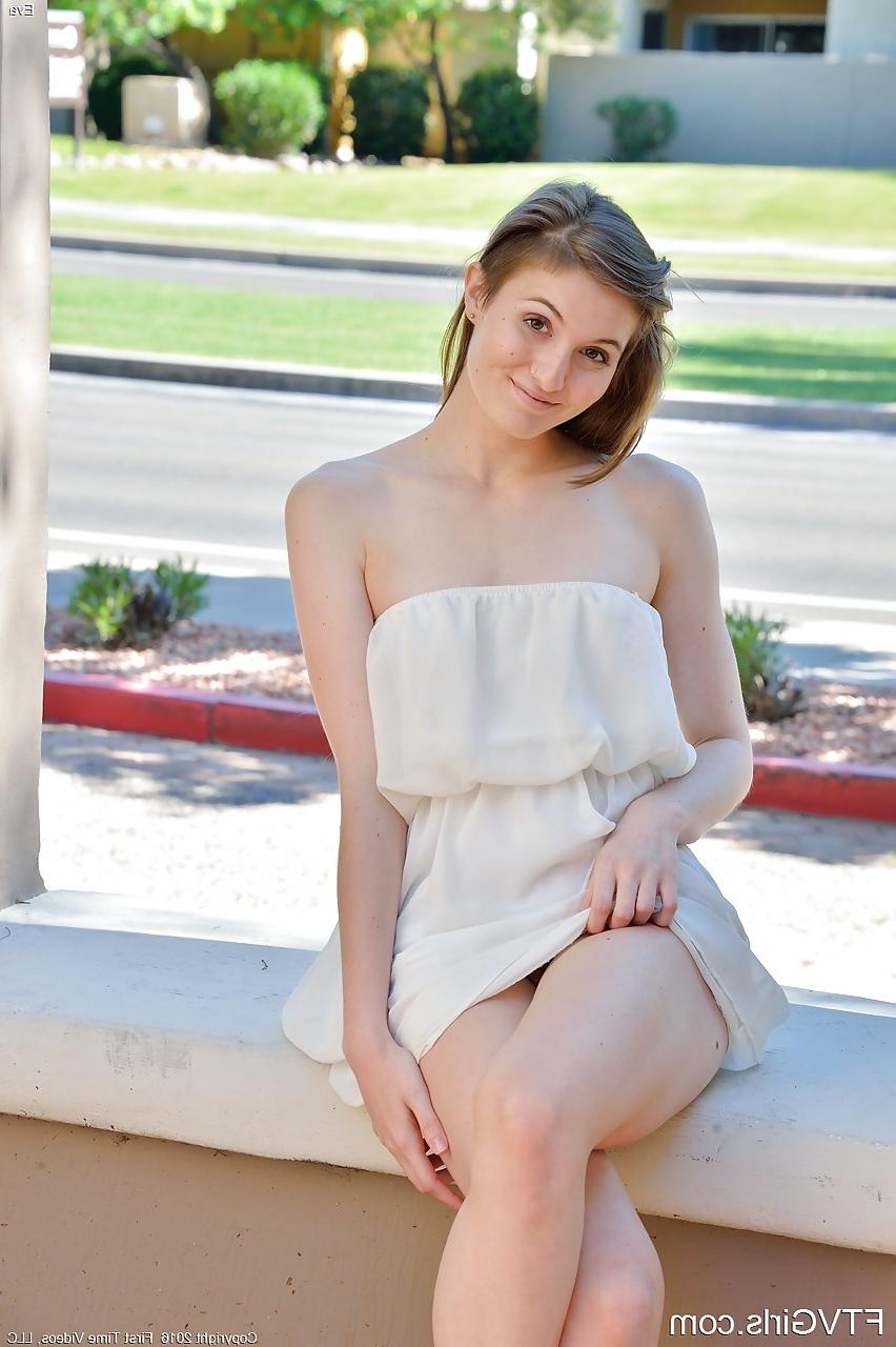 16P Cute girl flashing naked upskirt and toying ass with dildo in public