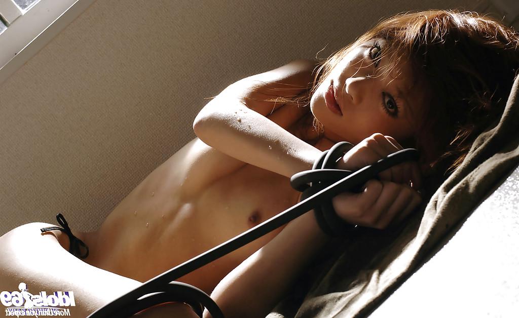 13P Submissive asian teen Mai Kitamura posing topless and bound