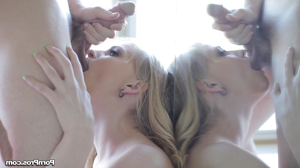 16P Teen blonde Allie James gives deepthroat blowjob and swallows