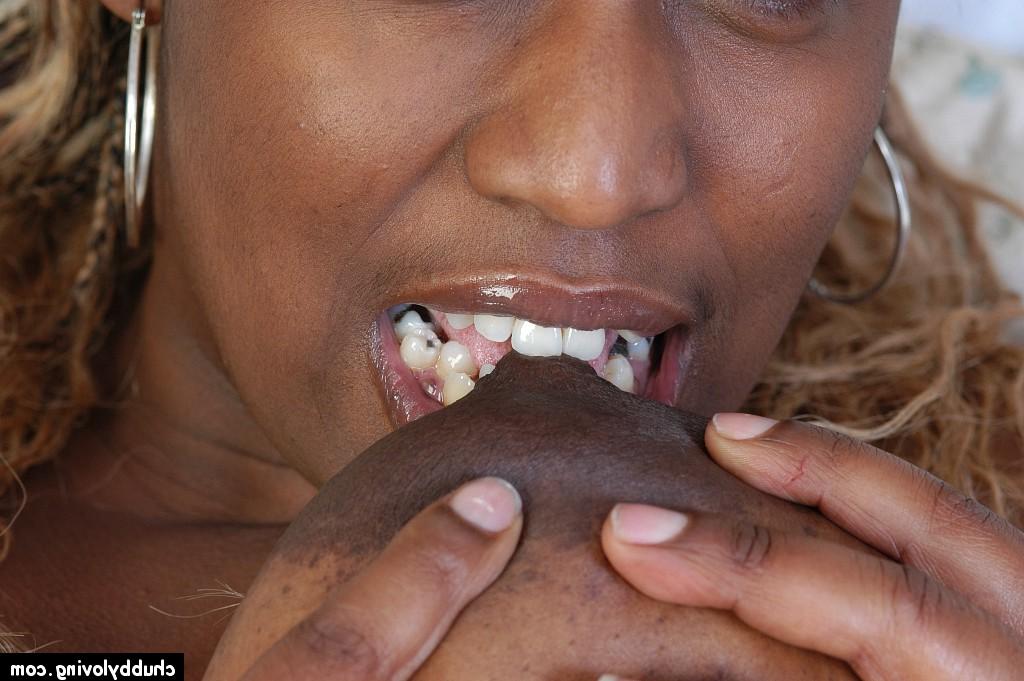 16P Fat black woman Lyric licking and biting own nipples after getting naked