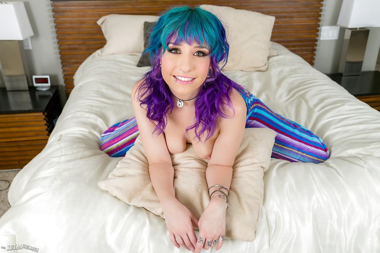 15P Busty fetish babe Proxy Paige showing off big natural tits and piercings