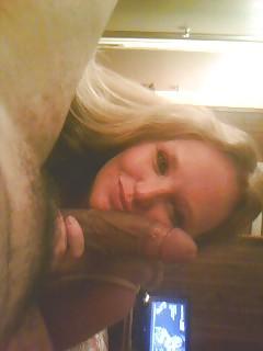 21P Blond big tits milf sucking dick