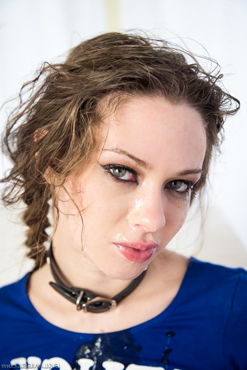 15P Tiny titted tattooed Alexa Nova in pigtails & glasses toying ass with dildo