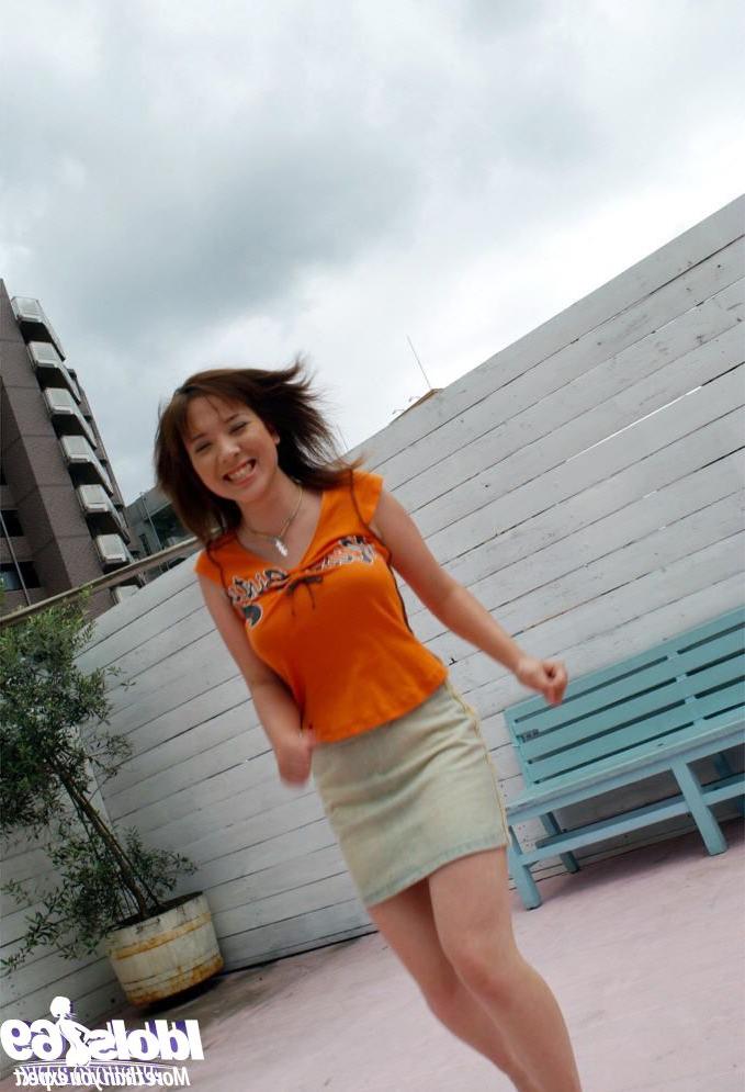 16P Nasty asian lassie in miniskirt revealing her big natural tits