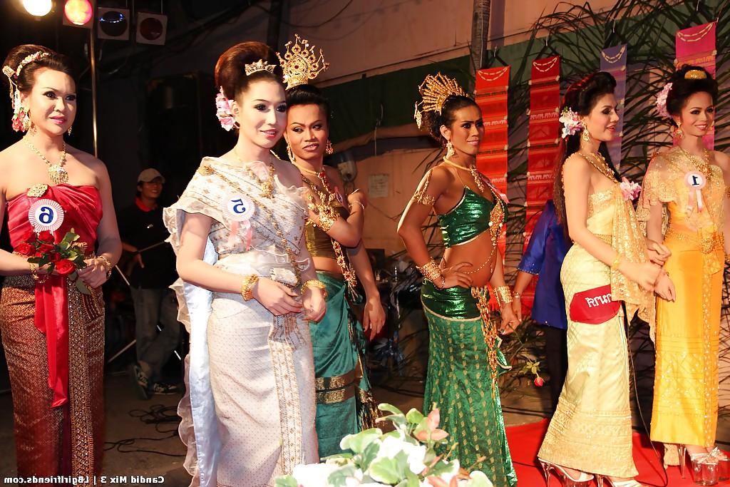 16P Exotic Thai ladyboys on public display in non nude series