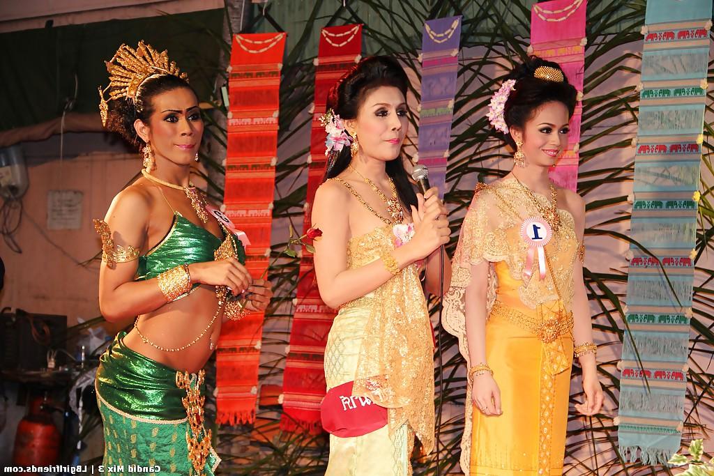 16P Exotic Thai ladyboys on public display in non nude series