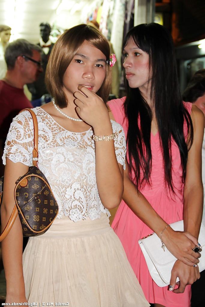 16P Exotic Thai ladyboys on public display in non nude series