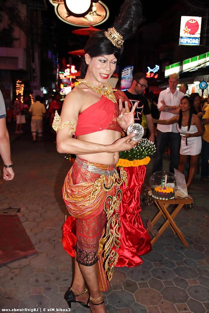 16P Exotic Thai ladyboys on public display in non nude series