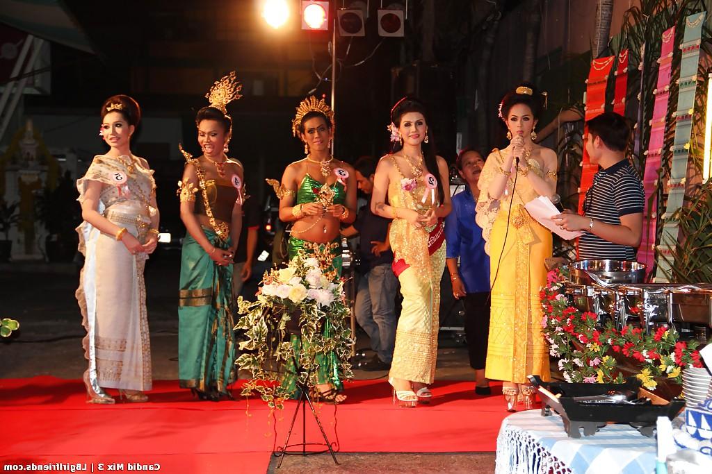 16P Exotic Thai ladyboys on public display in non nude series